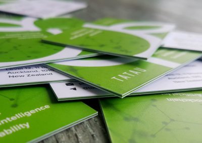 Fancy business cards, thick white with lime green coloured edges