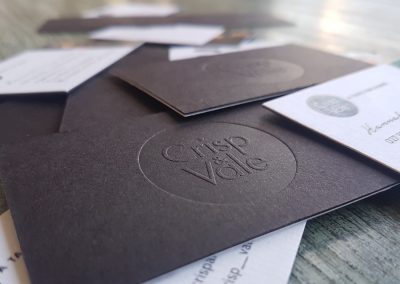 Black front white back on these layered business cards