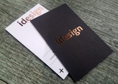 Bronze foil on front and back of a business card