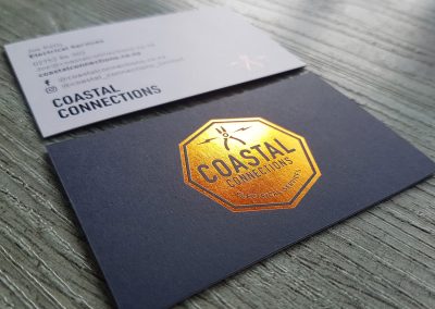 Copper logo on navy