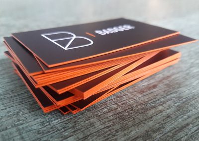 Business cards with bold coloured edges