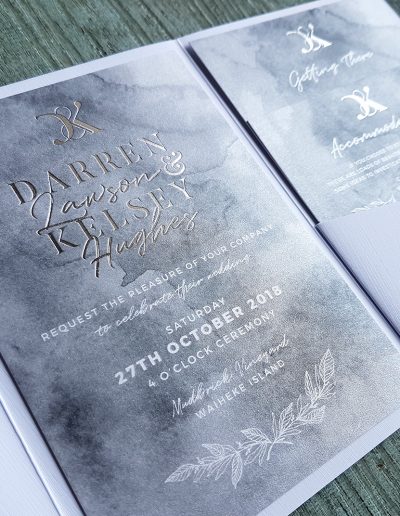Auckland wedding invitation design by Pinc
