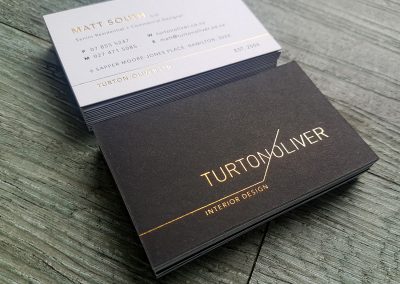 Black, white and gold cards for Turton Oliver